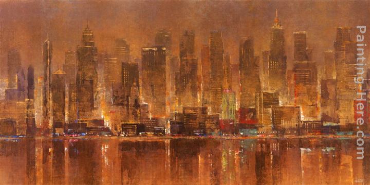 City Lights painting - Michael Longo City Lights art painting